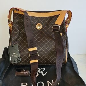 Rioni Dark Brown and Tan Messenger Bag